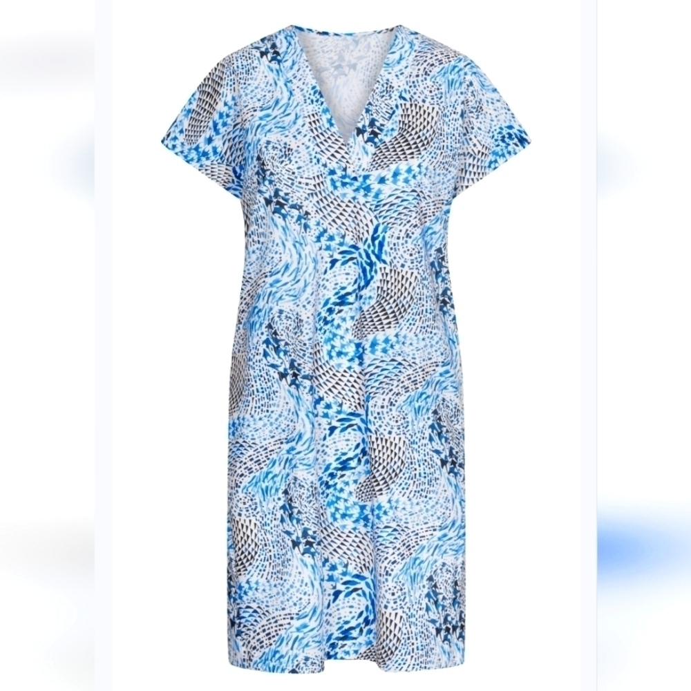 Raffaello Rossi Joyce white and blue dress size 34
